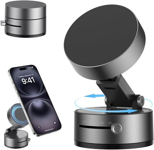 360° Adjustable Vacuum Magnetic Phone Holder, Suction Cup Mount for Magsafe, Portable Car Phone Stand for iPhone 11 and Above